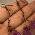 Vintage 3 Floral Wired Strand Purple Fuchsia Spacer Necklace W/ Paired N… Photo 8
