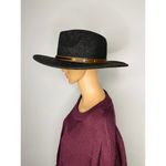 C.C. wide brim felt hat black with brown band Photo 3