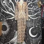 Pretty Little Thing Sequin Jumpsuit Champagne Mesh V-Neck sz 4 New Years Photo 1