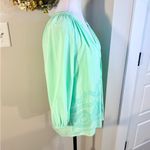 Crown & Ivy  Mint Garden Party Embroidered Peasant Blouse Women’s Sz Medium💚 Photo 3
