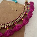 Anthropologie  Felicity  bracelet bohemian style Brass and cotton magenta nwt Photo 1