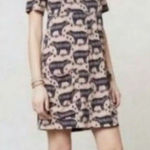Maeve  Anthropologie Zola Bear Shift Dress Women's 4 Blush Navy Boho Hippie Retro Photo 0