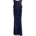 Mac Duggal  Navy Blue Sequin Formal Dress Wedding Guest Gala Gown Size 14 L XL Photo 3