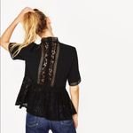 ZARA  Black Crochet Lace Short Sleeve Top S Photo 1