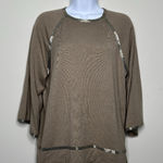 Ralph Lauren Black Label Cashmere Silk Beaded Taupe Beaded Sweater Women's Large Photo 0