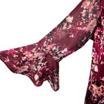 Dress Barn Large Babydoll Top Floral Stretch Long Bell Sleeves Keyhole Round Neck Photo 3