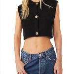 Free People Naiome Micro Vest Black Ribbed Crop Cropped Sweater Sleeveless Small Photo 0