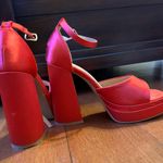 Top Moda Red Platform Chunky Heels Photo 3