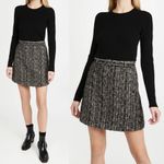 Theory  Long Sleeve Knit Tweed Combo Mini Dress Black Multi Photo 2
