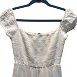 ZARA  White Eyelet Smocked Bodice Maxi Dress Puff Sleeve Square Neck Photo 3
