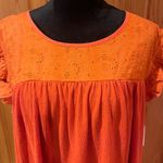 Caslon  Eyelet Flutter Ruffle Short Sleeve‎ Top Blouse in Orange Clay Size 2X Photo 1