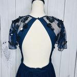 Gianni Bini  A-Line Flare Dress Navy Sequin Mesh Tulle Open Back Sz 6 Photo 10