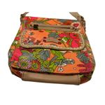 Sakroots  Orange Floral Print Crossbody Messenger Flap Purse Bag Coated Canvas Photo 3