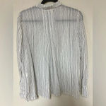 Ecru  100% Silk Black and White Striped Shirt Size L Photo 4
