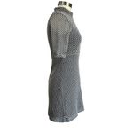 ZARA Cream & Navy Knit Jacquard Mock Neck Skater Dress Size Small Photo 2