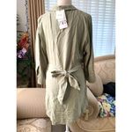 ZARA  LINEN BLEND CHAIN LINK BELT DRESS in Light Khaki Photo 8