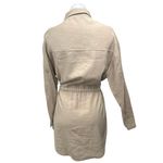 ZARA Beige Khaki Long Sleeve Tie Waist Pocket Utility Mini Shirt Dress Size M Photo 1