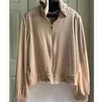 Magaschoni XL Hoodie Velvet Velour Teddy Zip Terry Jacket Taupe Beige Sweater Photo 0