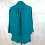 Three Eighty Two  Griffin teal green faux wrap top size large Photo 3