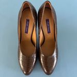 Ralph Lauren Purple Label Darlene Embossed Calfskin Brown Pumps Photo 4