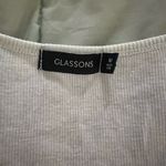 Glassons  babydoll sage green lettuce hem long sleeve cut out top V-neck button M Photo 2