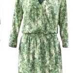 CAbi Leaf Print Dress Faux Wrap V-Neck Size M Photo 2