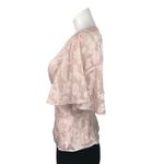 EXPRESS Pink Floral Cinched Waist Flutter Sleeve Keyhole Back Peplum Blouse Sz M Photo 1