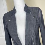 Material Girl Black Illusion Embossed Point Collar Moto Jacket Size Medium Photo 4