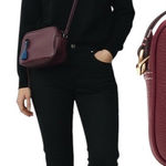 J.Crew Signet Pebble Leather Crossbody Camera Bag Burgundy Red Photo 0