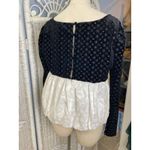 For Love & Lemons NWT XL Black Velvet White Eyelet Peplum Top Romantic Coquette Photo 5