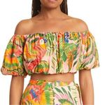 Farm Rio NWT  Tropical Macaw Leaves Off The Shoulder Crop Top OTS Size XS NEW Photo 0