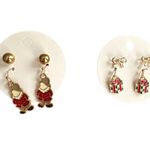 Christmas Gnome & Gift Earrings Set Gold Tone Enamel Holiday Jewelry Photo 0
