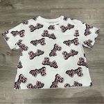 Barbie Pink Crop Top Tee Shirt 100% Cotton Raw Hem Junior Women's New White Size XS Photo 1