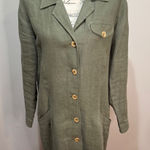 Banana Republic Vintage 80s 90s Safari & Travel Green Linen Jacket Shirt Dress M Photo 0