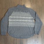CHAPS  Gray Fair Isle Mock turtleneck Sweater Women's L Long Sleeve Knit Pullover Photo 0