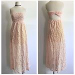 Gorgeous Pink Strapless Lace Maxi Dress Photo 3
