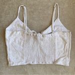 Abercrombie & Fitch White Tie-Front Crop Top Linen Tank with Adjustable Straps Photo 1