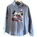 Disney  Women's Blue Cowl Neck Mickey Long Sleeves Cozy Warm Sweatshirt SZ M Photo 0