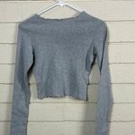 Brandy Melville Wynn long sleeve top in heather gray lettuce trim hem one size Photo 6