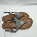 Rampage Silver Sandals with Metallic Straps Jeweled Upper 10M Preowned Photo 2