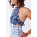 Urban Outfitters  Plaid Halter Apron Dress XS Cottagecore Festival Summer Photo 2