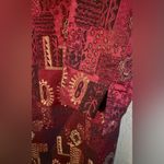 Chico's Vintage 80's Blazer Silk Duster Fashion Trench Red Metallic Print Size 2 Photo 9