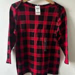 Style & Co  Red Plaid Top Large Petite NEW Boat-Neck NWT black print cozy vibes Photo 0
