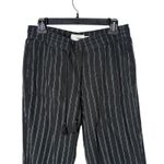 Sonoma  Womens Pinstripe Pull On Pants Size M‎ Black Tassel Coastal Linen BOHO Photo 3