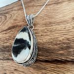 925 Sterling Silver White buffalo Turquoise Necklace Womens Gemstone Jewelry Black Photo 3