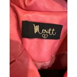 Moritt Pink Faux Leather Moto‎ Jacket Puff Sleeve Belted Stylish Size L Photo 2