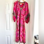 Farm Rio NWT  Pink Floral Glam Scarf Long Sleeve Maxi Dress Photo 6