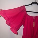 NEW Feditch Pink Barbie Flowy Wide Sleeve Mini Flare Dress Large Photo 6