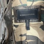BCBG Max AZRIA army brown leather like new jacket fitted amazing details Sm Photo 1