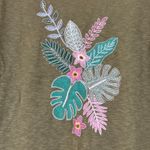 Talbots Petite | Green Tropical Embroidered Casual Top 100% Cotton Womens LP Photo 2